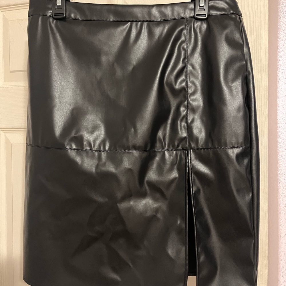 Cider Black Faux Leather Mini Skirt